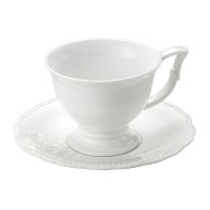 Xicara 200ml Para Chá Com Pires de Porcelana Super White Queen